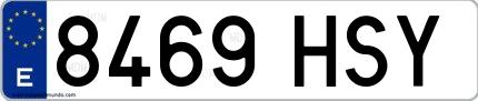 Ejemplo de matrícula española 8469 HSY