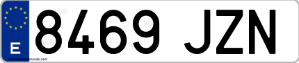 Ejemplo de matrícula de coche ordinaria 8469 JZN
