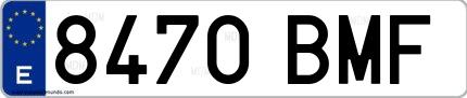 Ejemplo de matrícula española 8470 BMF