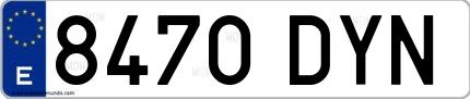 Ejemplo de matrícula española 8470 DYN