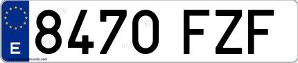 Ejemplo de matrícula española 8470 FZF