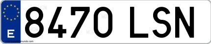 Ejemplo de matrícula española 8470 LSN