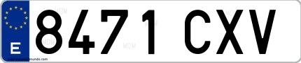 Ejemplo de matrícula española 8471 CXV