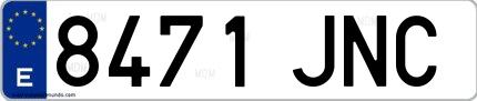 Ejemplo de matrícula española 8471 JNC