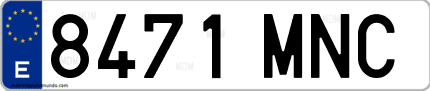 Ejemplo de matrícula de coche ordinaria 8471 MNC