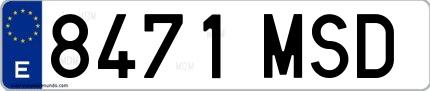 Ejemplo de matrícula española 8471 MSD