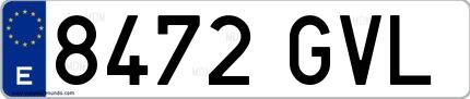 Ejemplo de matrícula española 8472 GVL