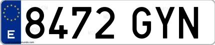 Ejemplo de matrícula española 8472 GYN