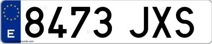 Ejemplo de matrícula española 8473 JXS