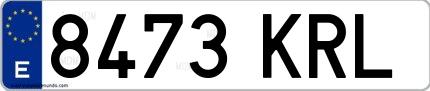 Ejemplo de matrícula española 8473 KRL