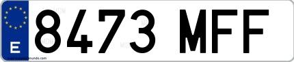 Ejemplo de matrícula española 8473 MFF