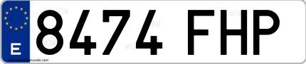 Ejemplo de matrícula española 8474 FHP