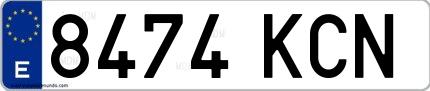 Ejemplo de matrícula española 8474 KCN