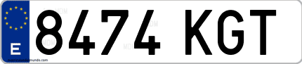 Ejemplo de matrícula de coche ordinaria 8474 KGT