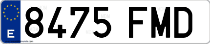 Ejemplo de matrícula de coche ordinaria 8475 FMD
