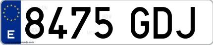 Ejemplo de matrícula española 8475 GDJ