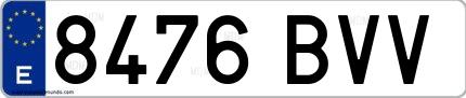 Ejemplo de matrícula española 8476 BVV