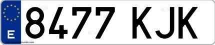Ejemplo de matrícula española 8477 KJK
