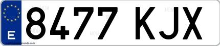Ejemplo de matrícula española 8477 KJX