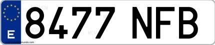 Ejemplo de matrícula española 8477 NFB