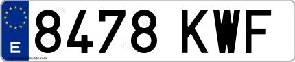 Ejemplo de matrícula española 8478 KWF