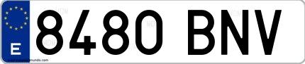 Ejemplo de matrícula española 8480 BNV