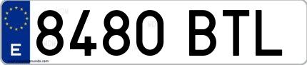 Ejemplo de matrícula española 8480 BTL