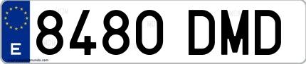 Ejemplo de matrícula española 8480 DMD