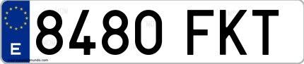Ejemplo de matrícula española 8480 FKT