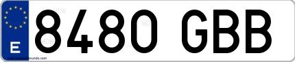 Ejemplo de matrícula española 8480 GBB