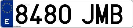 Ejemplo de matrícula española 8480 JMB