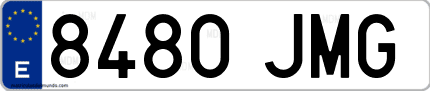 Ejemplo de matrícula de coche ordinaria 8480 JMG