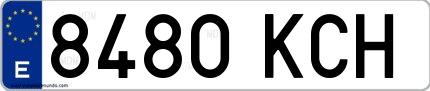 Ejemplo de matrícula española 8480 KCH