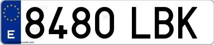 Ejemplo de matrícula española 8480 LBK