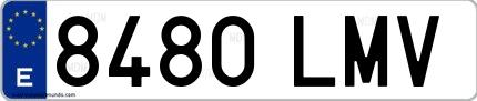 Ejemplo de matrícula española 8480 LMV
