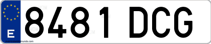 Ejemplo de matrícula de coche ordinaria 8481 DCG
