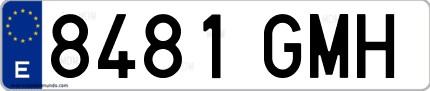 Ejemplo de matrícula de coche ordinaria 8481 GMH