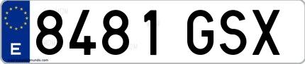 Ejemplo de matrícula española 8481 GSX