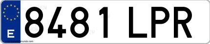 Ejemplo de matrícula española 8481 LPR