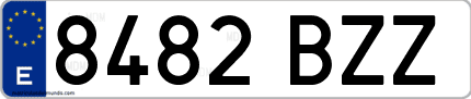 Ejemplo de matrícula de coche ordinaria 8482 BZZ