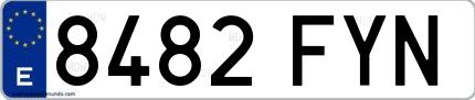 Ejemplo de matrícula española 8482 FYN