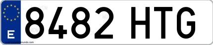 Ejemplo de matrícula española 8482 HTG