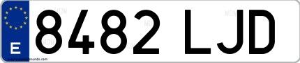 Ejemplo de matrícula española 8482 LJD