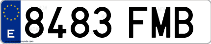 Ejemplo de matrícula de coche ordinaria 8483 FMB