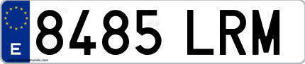 Ejemplo de matrícula de coche ordinaria 8485 LRM