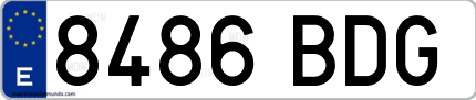 Ejemplo de matrícula de coche ordinaria 8486 BDG