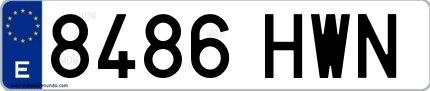 Ejemplo de matrícula española 8486 HWN