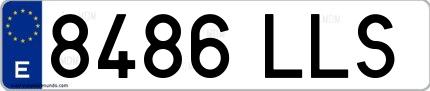 Ejemplo de matrícula española 8486 LLS