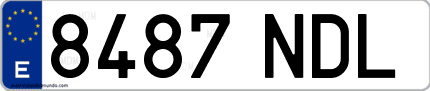 Ejemplo de matrícula de coche ordinaria 8487 NDL