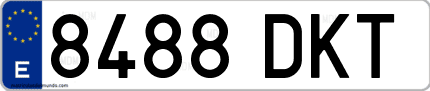 Ejemplo de matrícula de coche ordinaria 8488 DKT